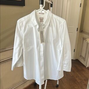 Chico's White Dress Shirt Classic Design. Size 2 (12/14) New with tags.